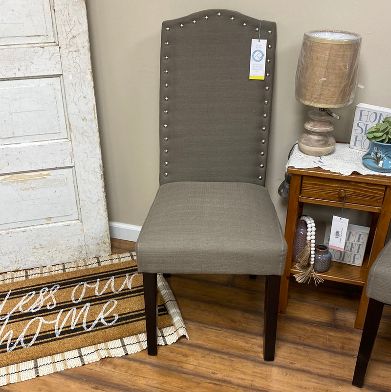 Set of 2 Gray Studded Accent Chairs