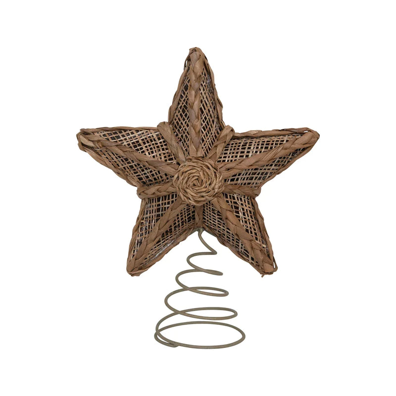 Hand-Woven Burlap, Bankuan and Metal Star Tree Topper
