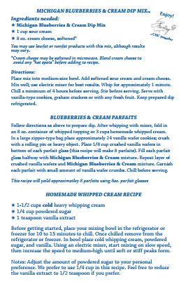 Michigan Blueberries & Cream Dip Mix
