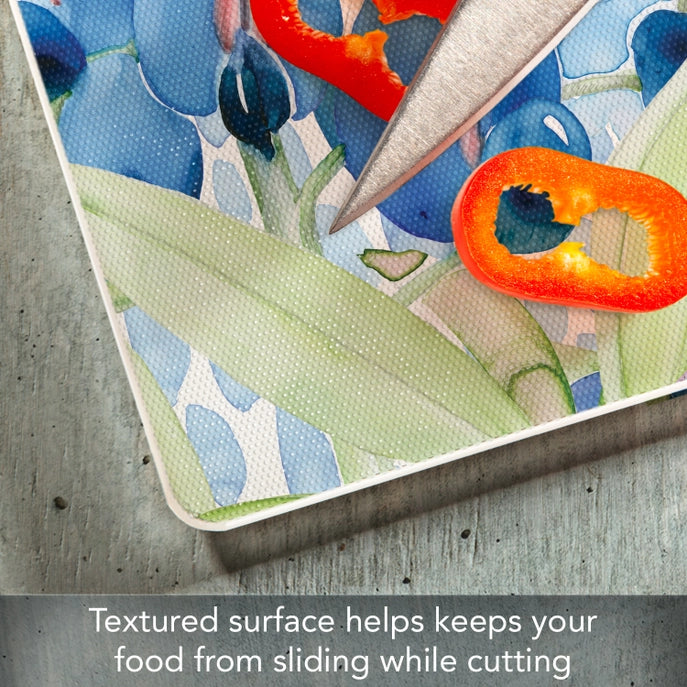 "Blue Bonnet Field" 15x12 Tempered Glass Cutting Board