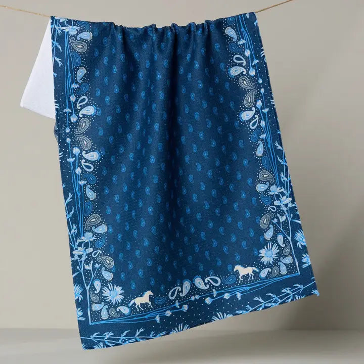 Geometry Tea Towel - Bronco Indigo