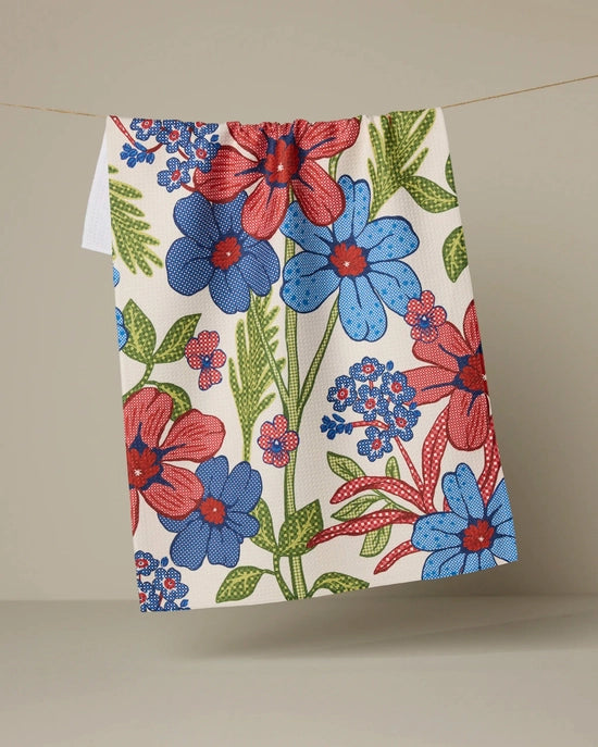 Geometry Tea Towel - Plaid Floral