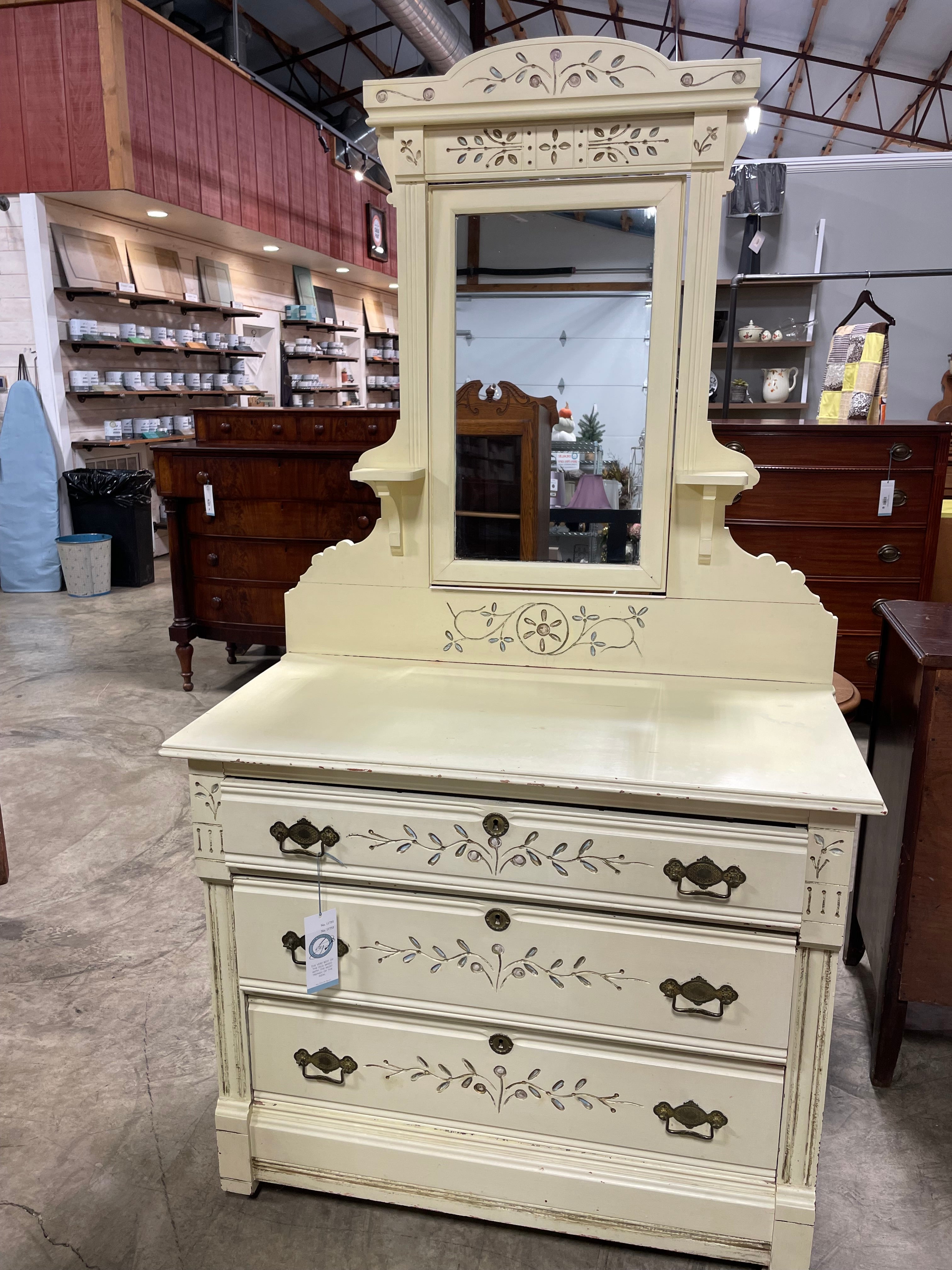 Eastlake Painted Victorian Dresser (KEY AT FRONT DESK)