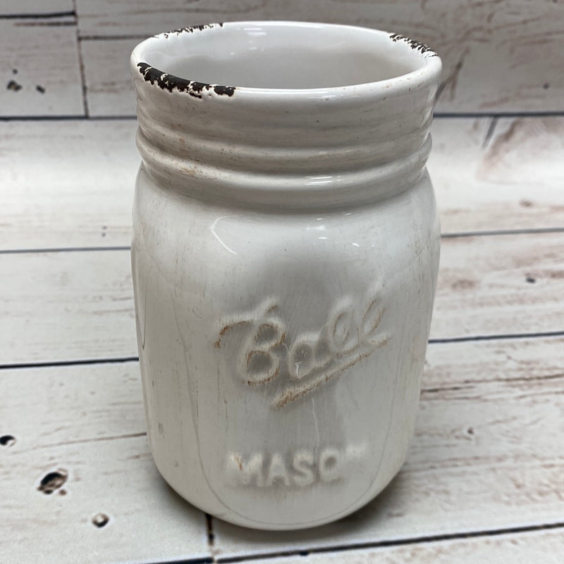 Small White Rustic Mason Jar