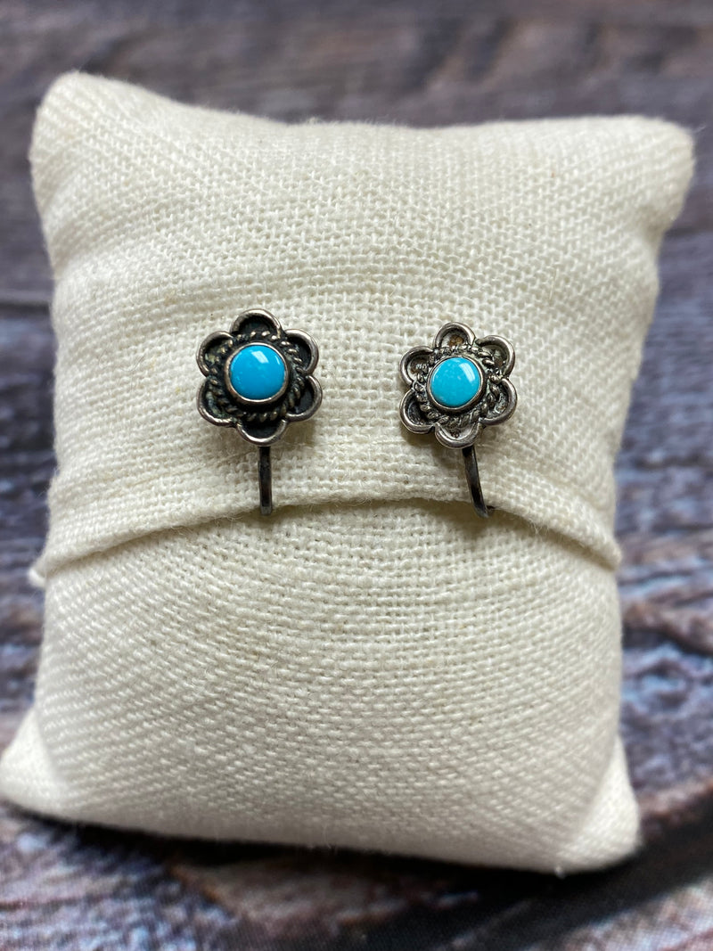 Sterling Turquoise Screw Earrings