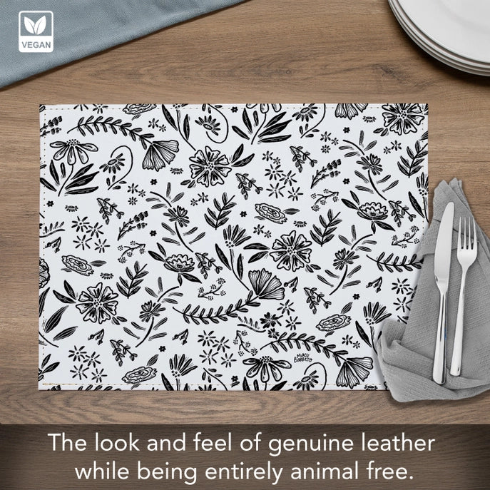 Floral Home Luxurious Vegan Faux Leather Placemat