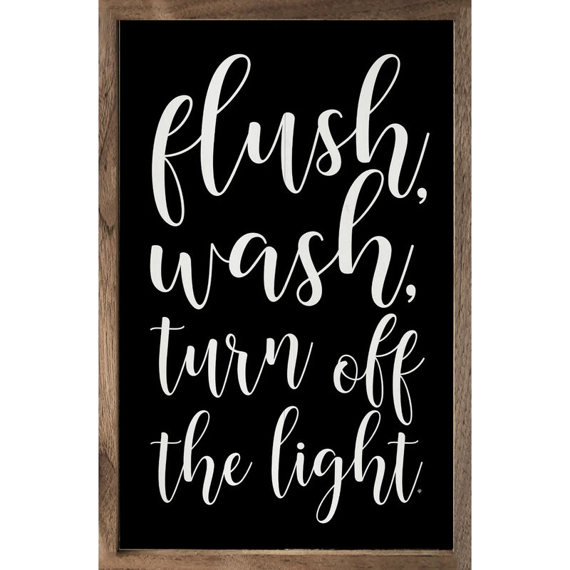 Flush Wash Turn Off Light Framed Sign