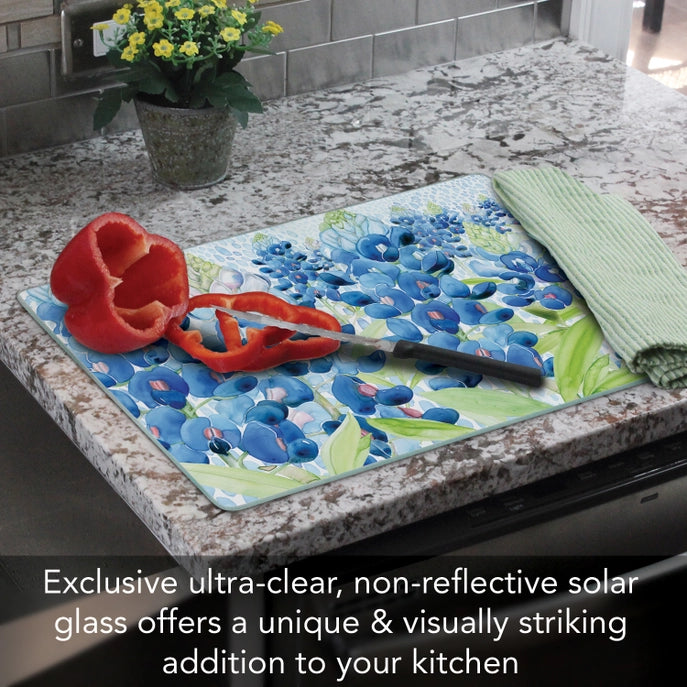 "Blue Bonnet Field" 15x12 Tempered Glass Cutting Board
