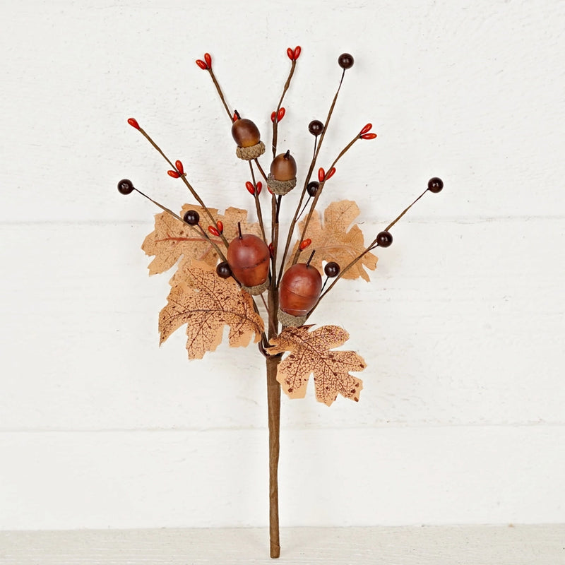Brown Acorns w/ Pip Berries Pick