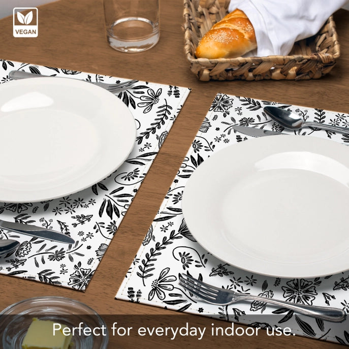 Floral Home Luxurious Vegan Faux Leather Placemat
