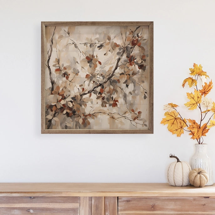 Red Flowers on Branch Framed Wall Decor