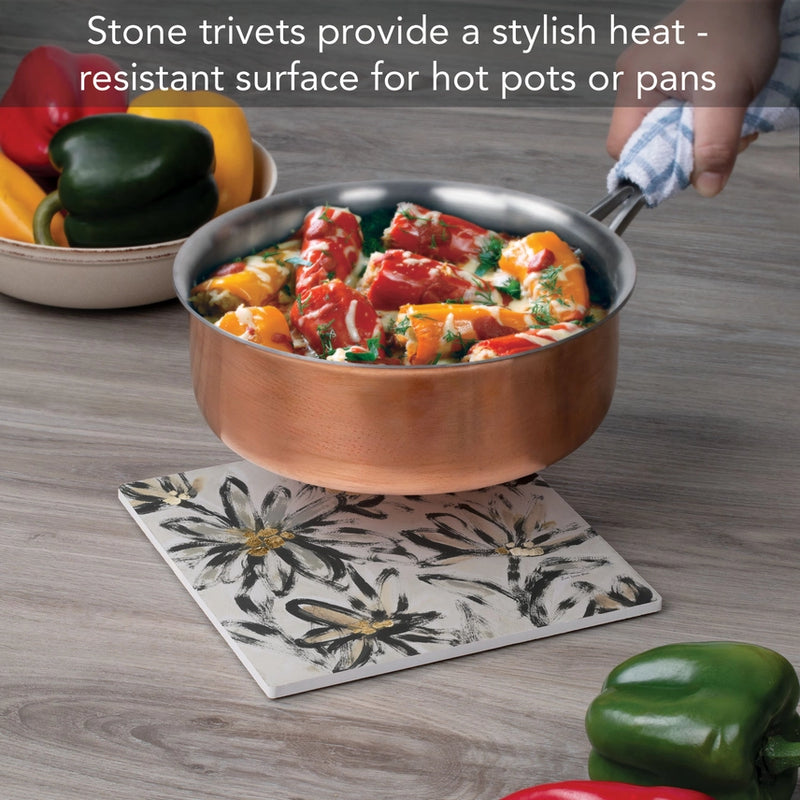 Ceramic Stone Trivet - Flower Fresco
