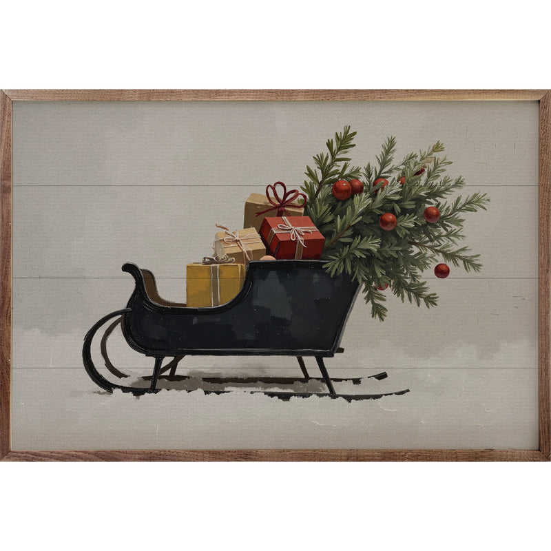 Black Sleigh Framed Wall Decor