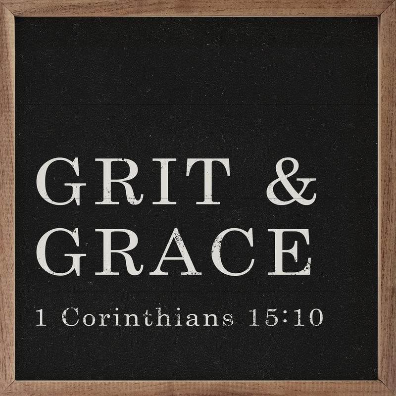 12x12 Grit and Grace 1 Corinthians 15:10 Sign
