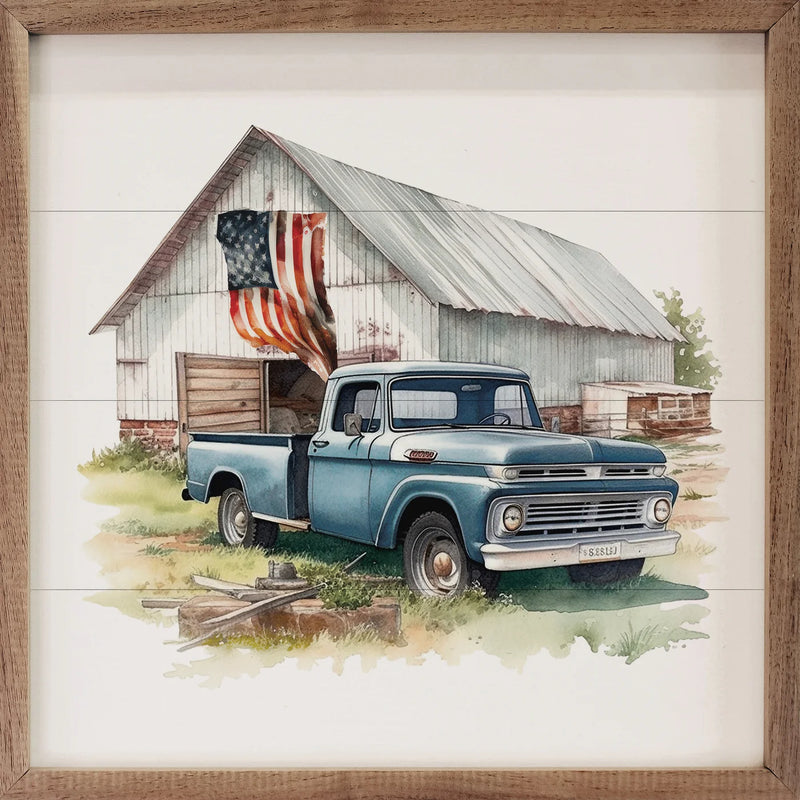 American Flag Barn Truck Sign