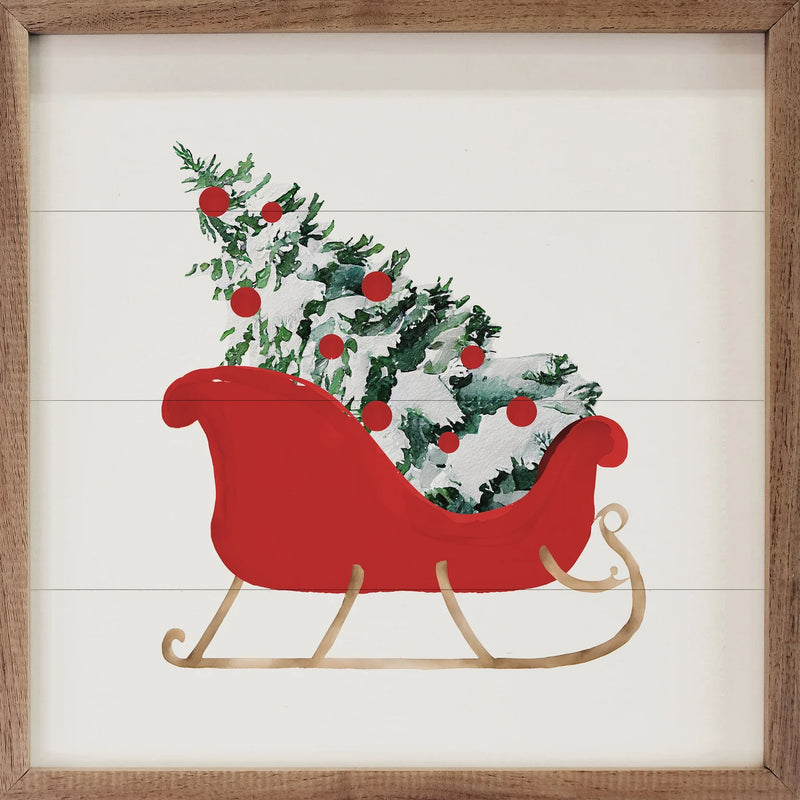 Christmas Tree in Sleigh Wall Art Dear Yesteryear
