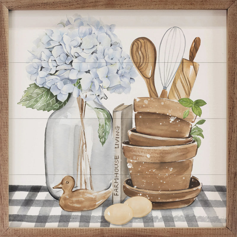 24x24 Country Kitchen Utensils Framed Wall Decor