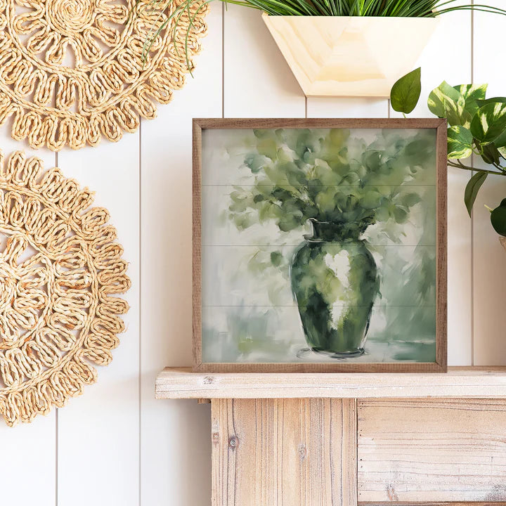 Green Eucalyptus In Vase Wall Art