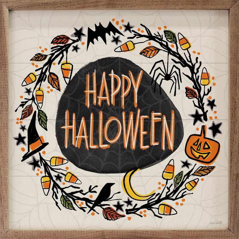12x12 Halloween Wreath II Watercolor Framed Sign