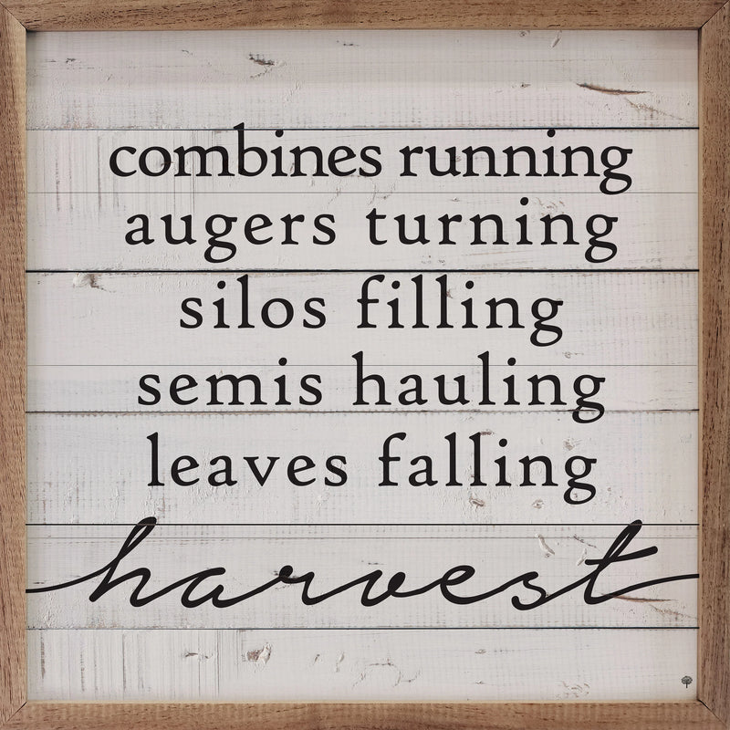 12x12 Harvest Combines Running Framed Sign