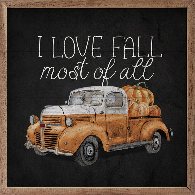12X12 I Love Fall Truck Sign