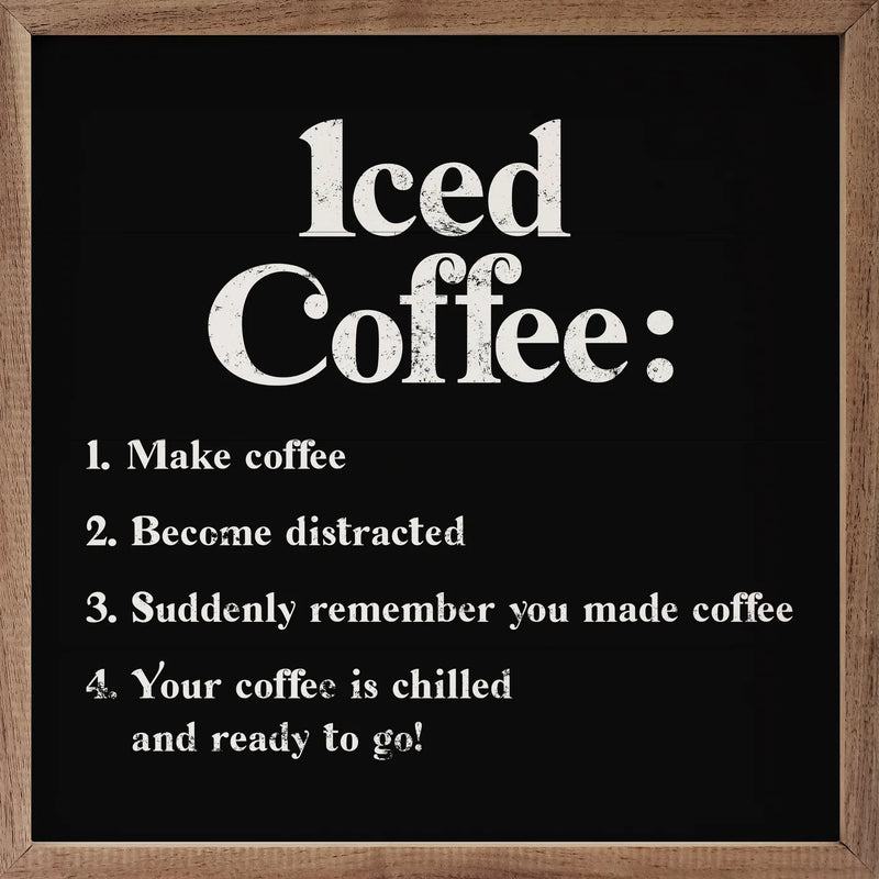 Iced Coffee Recipe Framed Sign
