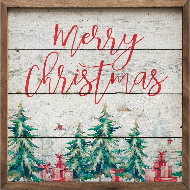 Merry Christmas Trees and Presents Wall Decor