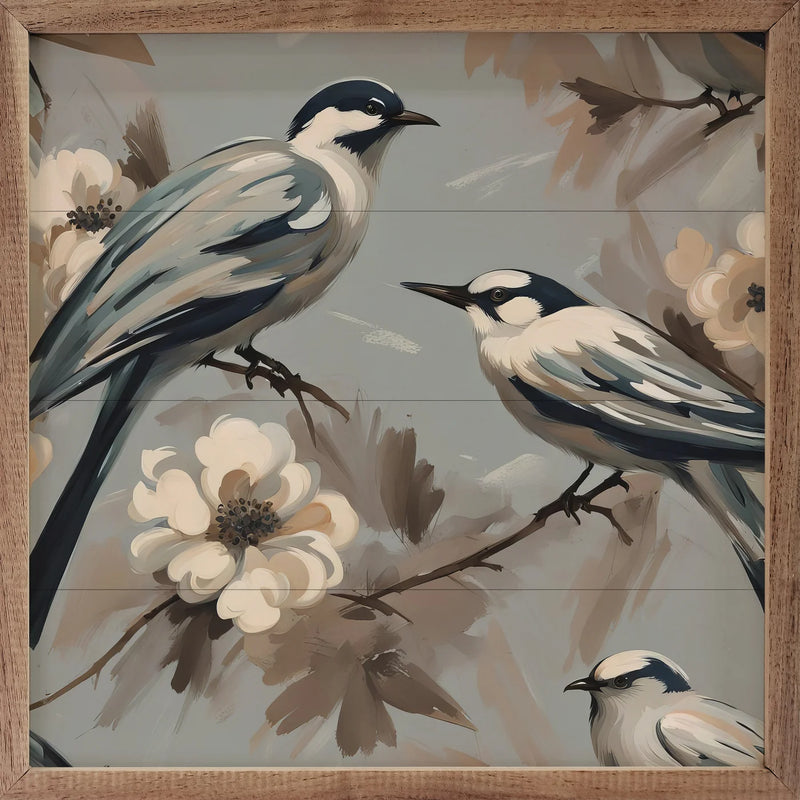16x16 Two Birds on Floral Branch Wall Decor