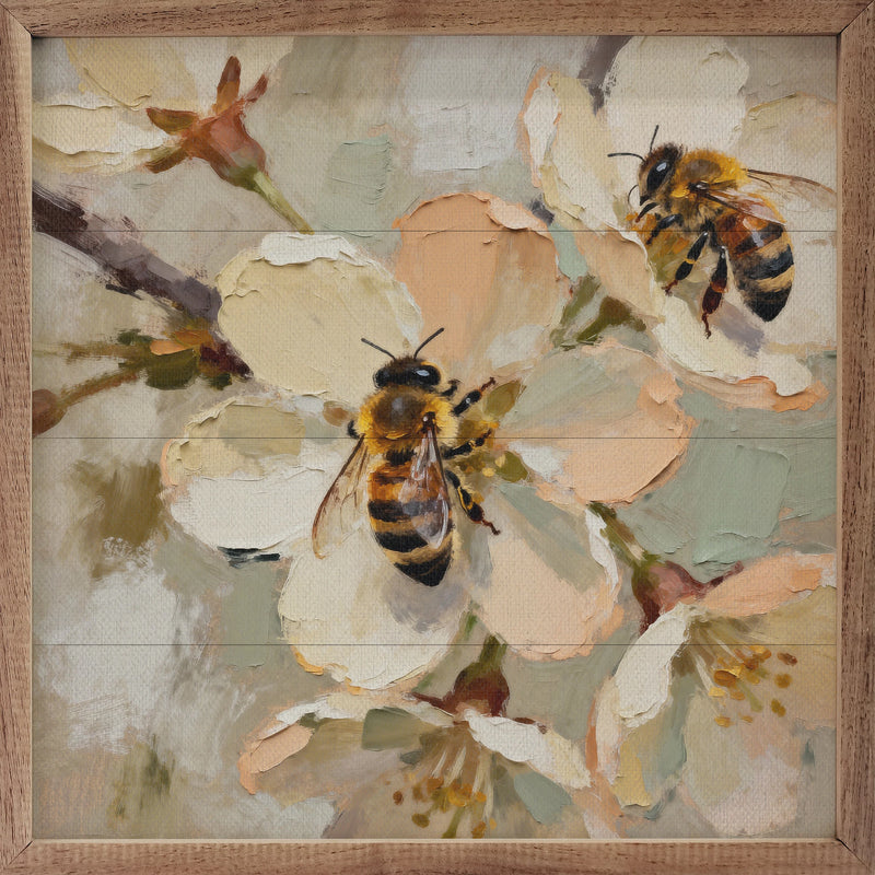 Two Busy Bees Framed Wall Decor