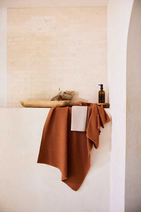 Geometry Waffle Wash Cloth Set  - CLAY