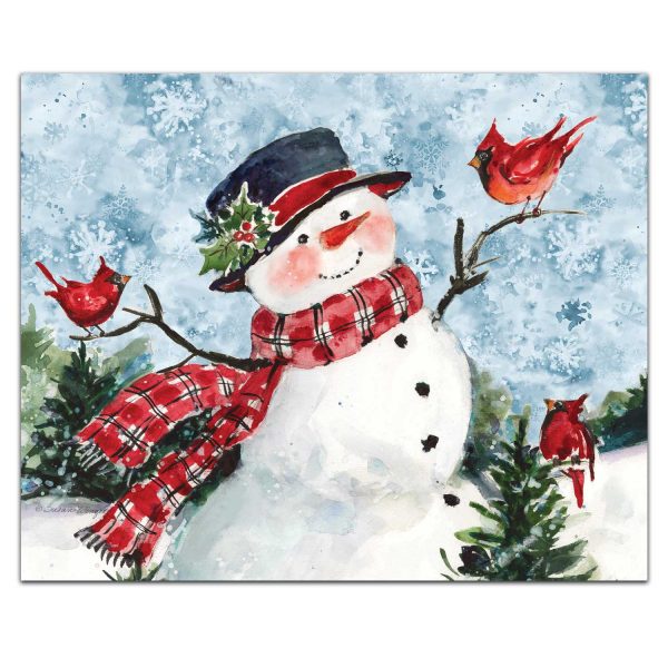 Watercolor Snowman 10x8 Tempered Glass Cutting Board