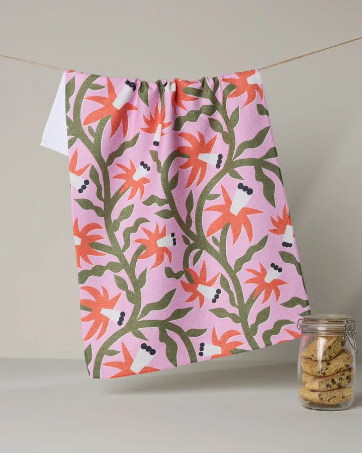 Geometry Tea Towel - Graphic Flowers