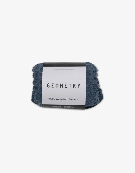 Geometry Waffle Wash Cloth Set  - MIDNIGHT BLUE