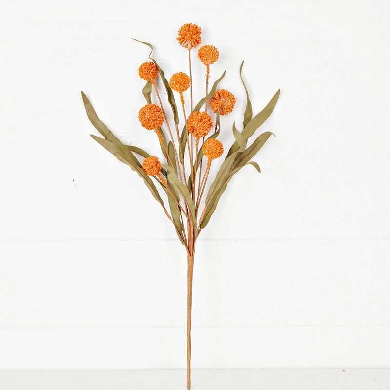Thistle Berry w/ Leaves Spray - Orange