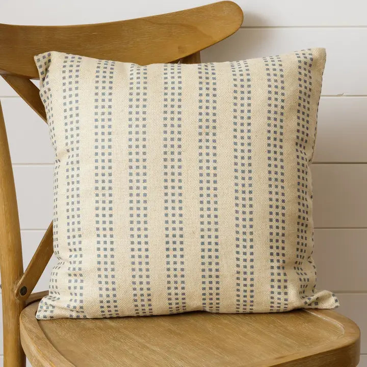 Blue Block Print Square Pillow