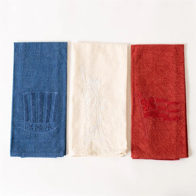 Patriotic Stonewashed Towels Set of 3