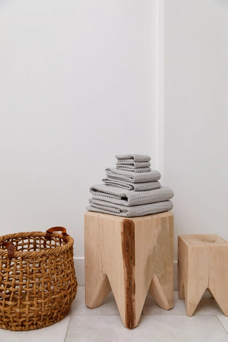 Geometry Waffle Wash Cloth Set  - STONE