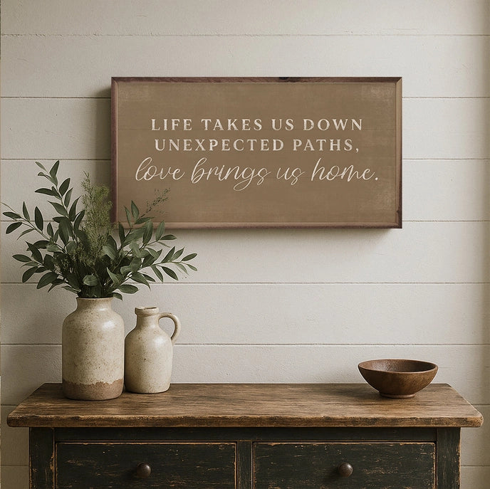 36X18 Life Takes Us Down Framed Sign