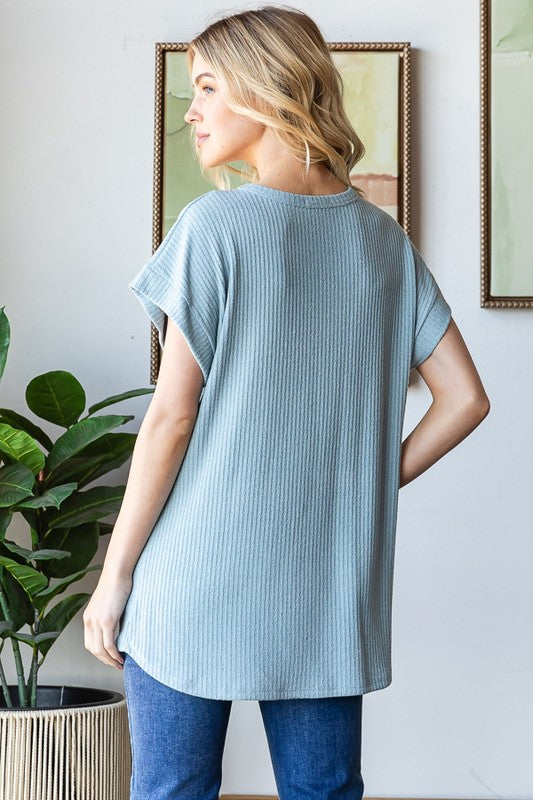 Plus Dolman Sleeve Ribbed Top