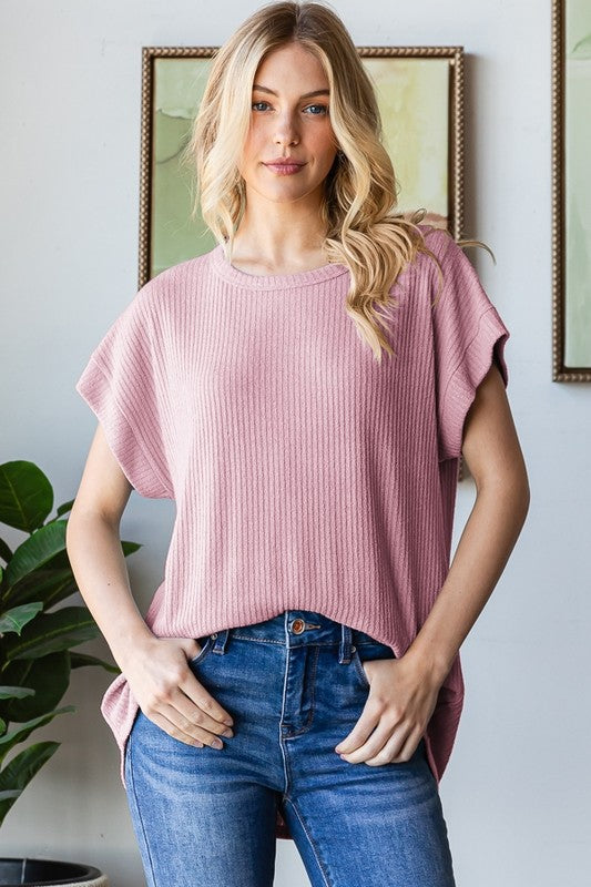 Plus Dolman Sleeve Ribbed Top