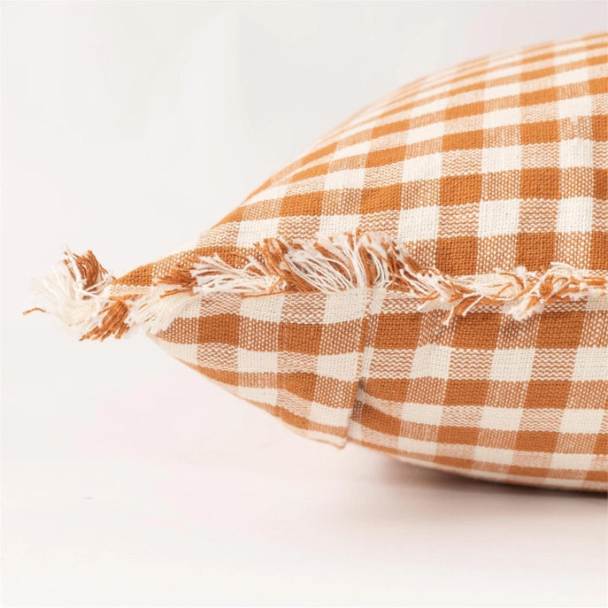 Rust & Cream Checked Pillow