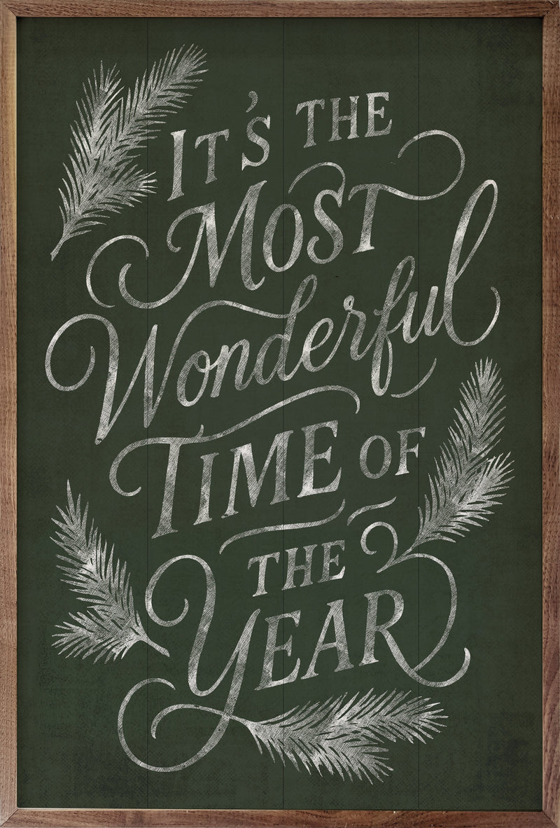 10x16 It's The Most Wonderful Time Framed Wall Decor - GREEN