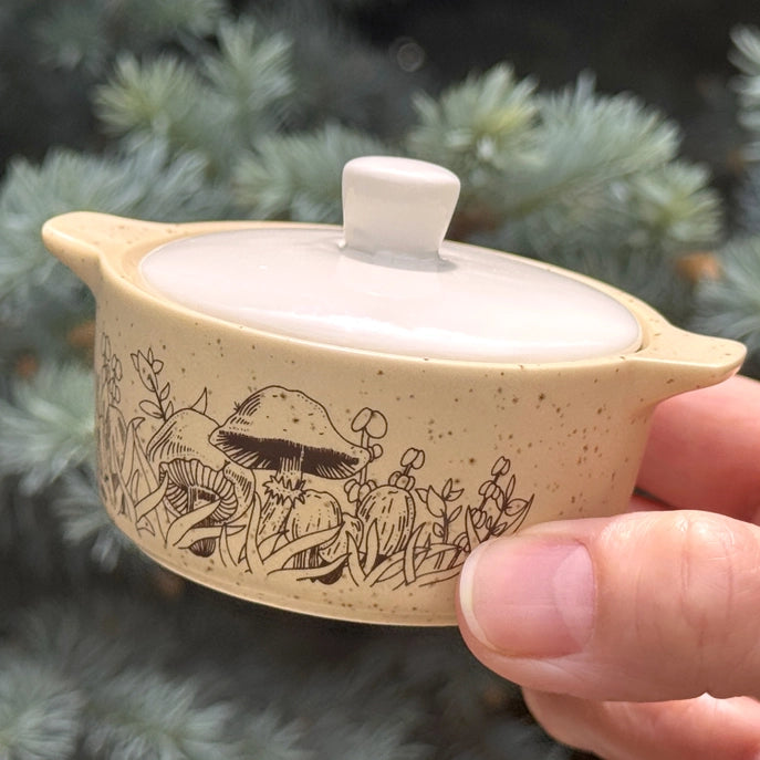 Pyrex Inspired Forest Fancies Casserole Ceramic Trinket Box