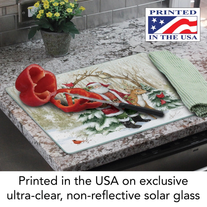 Winter Forest 15x12 Tempered Glass Cutting Board