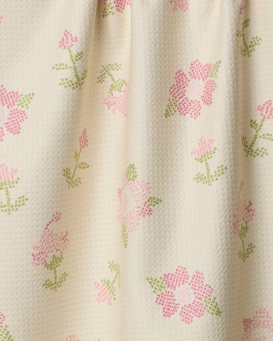 Geometry Tea Towel - Cross Stitch Floral Yellow