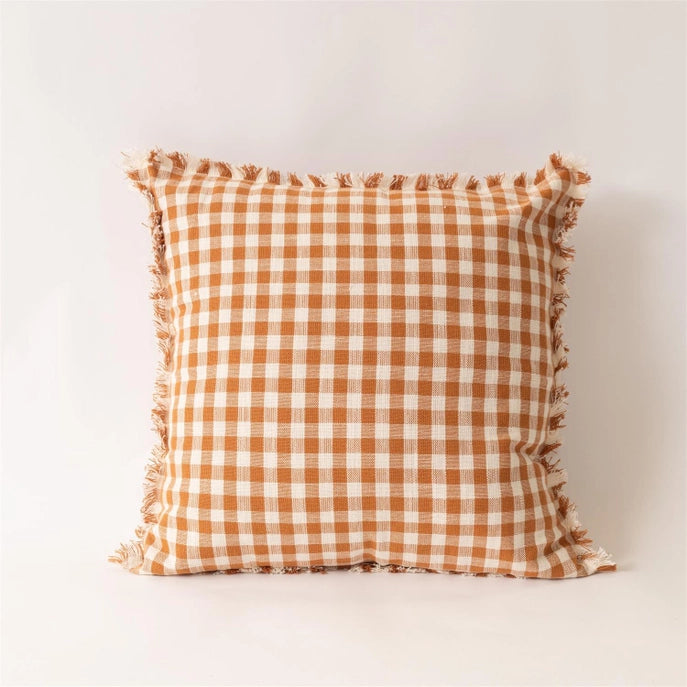 Rust & Cream Checked Pillow