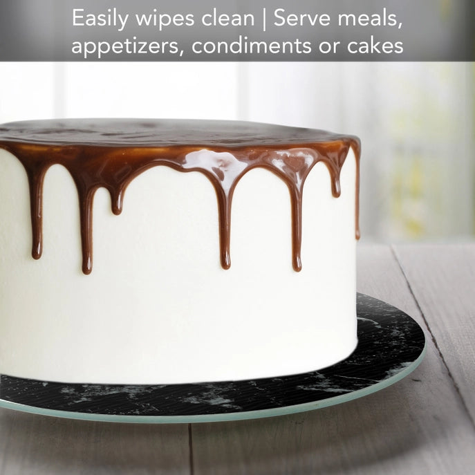 Black Marble Tempered Glass Lazy Susan