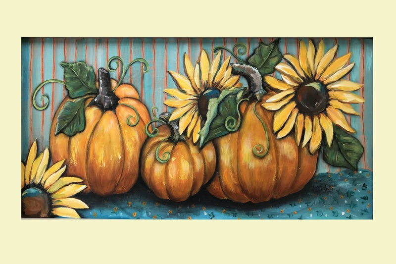 Kristie's 3 Pumpkins & Sunflowers on Teal Lumbar Swap
