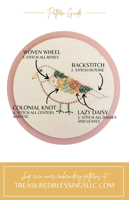 Wood Embroidery Kit - Floral Bird