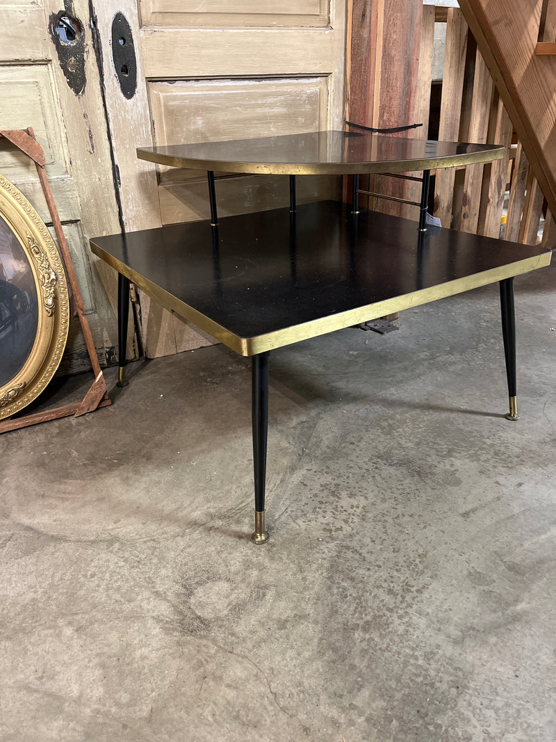 Black & Gold Mid Century Corner Table